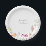 Simple Elegant Wildflower Baby Shower  Papieren Bordje<br><div class="desc">Celebrate the upcoming arrival of your new bundle of joy with my simple watercolor floral baby shower stationery and party decor!  Featuring beautiful watercolor wildflowers and elegant,  whimsical typography.</div>