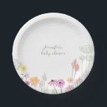 Simple Elegant Wildflower Baby Shower  Papieren Bordje<br><div class="desc">Celebrate the upcoming arrival of your new bundle of joy with my simple watercolor floral baby shower stationery and party decor!  Featuring beautiful watercolor wildflowers and elegant,  whimsical typography.</div>