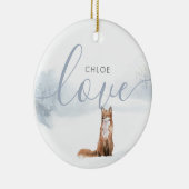 Simple Elegant Winter Woodland Scene Fox Keramisch Ornament (Rechts)