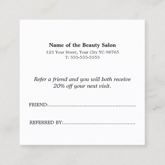 Simple Elegant Yellow White Reference Kaart (Achterkant)