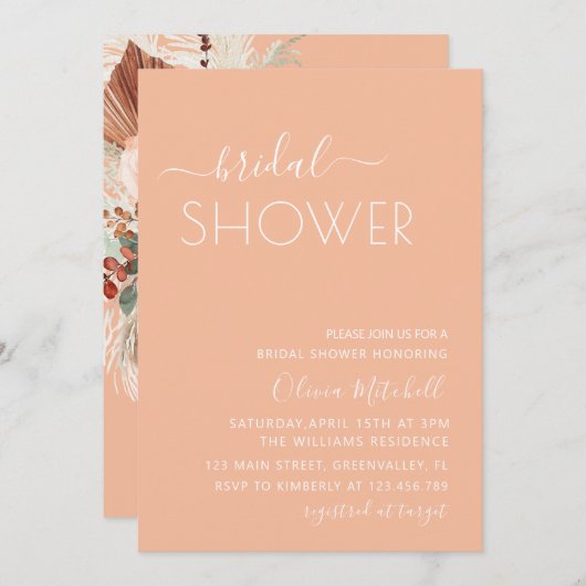 Simple Elgant Classic & Minimal Bridal Shower Kaart (Voorkant / Achterkant)