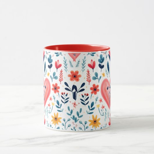 SIMPLE ELIGANT RED FLORAL AND HEART VALENTINE'S MOK (Midden)