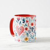 SIMPLE ELIGANT RED FLORAL AND HEART VALENTINE'S MOK (Voorkant links)