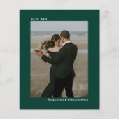 Simple Emerald Green BUDGET Weduwfoto Uitnodigen (Voorkant)