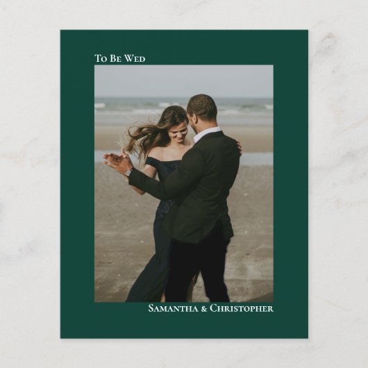 Simple Emerald Green BUDGET Weduwfoto Uitnodigen (Voorkant)