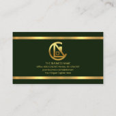 Simple Emerald Green Gold Borders Contractant Visitekaartje (Achterkant)