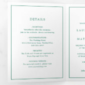 Simple Emerald Green Monogram Elegant Wedding Drieluik Uitnodiging (Binnenzijde eerst)