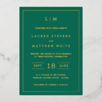 Simple Emerald Green Monogram Elegant Wedding