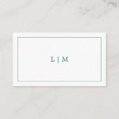 Simple Emerald Green Monogram Elegant Wedding Informatiekaartje (Achterkant)
