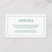 Simple Emerald Green Monogram Elegant Wedding Informatiekaartje (Voorkant)