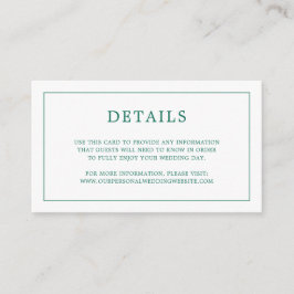 Simple Emerald Green Monogram Elegant Wedding Informatiekaartje