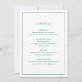 Simple Emerald Green Monogram Elegant Wedding Kaart (Achterkant)