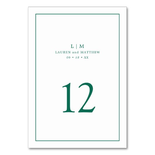 Simple Emerald Green Monogram Elegant Wedding Kaart (Achterkant)