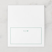 Simple Emerald Green Monogram Elegant Wedding Plaatskaartje (Buitenkant ongevouwen)
