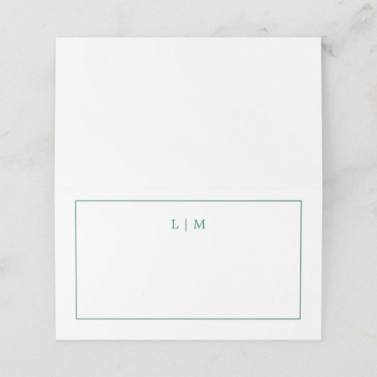 Simple Emerald Green Monogram Elegant Wedding Plaatskaartje (Buitenkant ongevouwen)