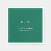 Simple Emerald Green Monogram Elegant Wedding Servet (Voorkant)