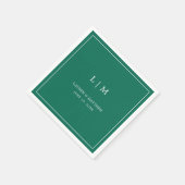 Simple Emerald Green Monogram Elegant Wedding Servet (Hoek)