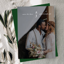 Simple Emerald Green Photo Monogram Weddenschap