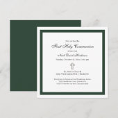Simple Emerald Green White First Holy Communion  Kaart (Voorkant / Achterkant)