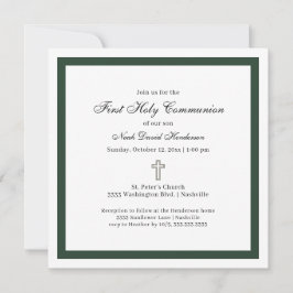 Simple Emerald Green White First Holy Communion  Kaart