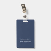 Simple Employee Photo ID Name Logo Navy Blue Badge (Achterkant met clip)