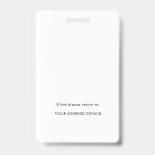 Simple Employee Photo ID Name Logo White Badge (Back)