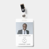 Simple Employee Photo ID Name Logo White Badge (Front with Clip)
