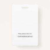 Simple Employee Photo ID Name Logo White Badge (Achterkant)
