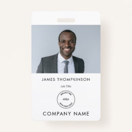 Simple Employee Photo ID Name Logo White Badge