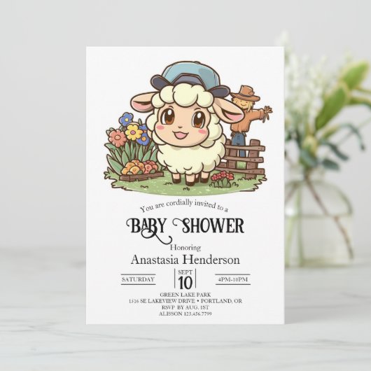 Simple Enchanted Sheep Baby shower Kaart (Staand voorkant)