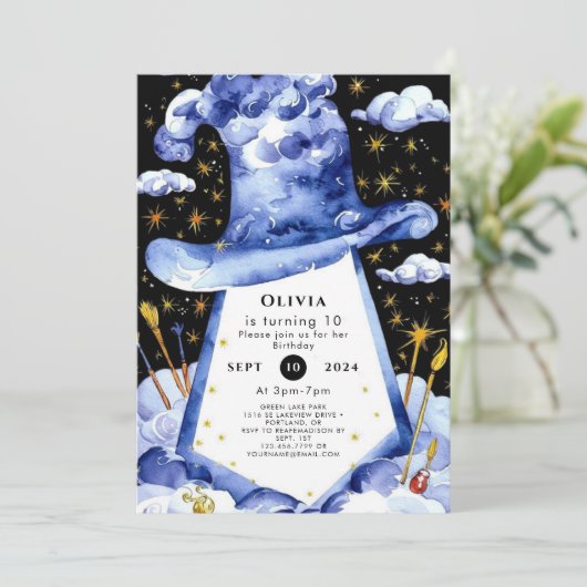 Simple Enchanted Wizard Verjaardag Kaart (Staand voorkant)