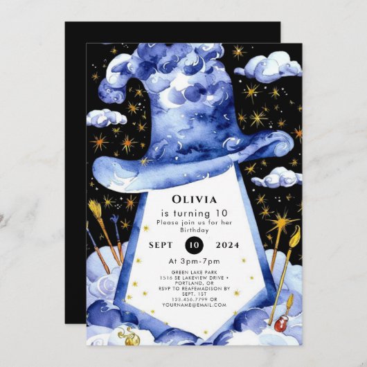 Simple Enchanted Wizard Verjaardag Kaart (Voorkant / Achterkant)