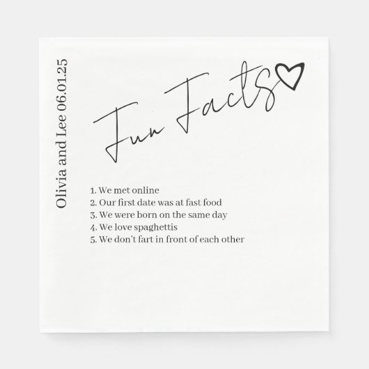 Simple Engagement Party Fun facts Name Wedding  Servet (Voorkant)