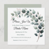 Simple Eucalyptus Bridal Shower Invitation Kaart (Voorkant / Achterkant)