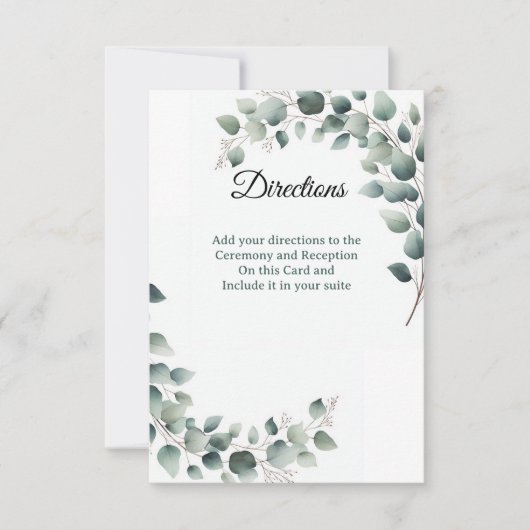 Simple Eucalyptus  Directions Enclosure Card Bedankkaart (Voorkant)