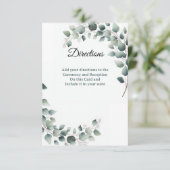 Simple Eucalyptus  Directions Enclosure Card Bedankkaart (Staand voorkant)