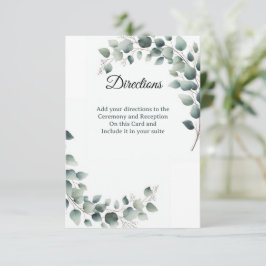 Simple Eucalyptus  Directions Enclosure Card Bedankkaart