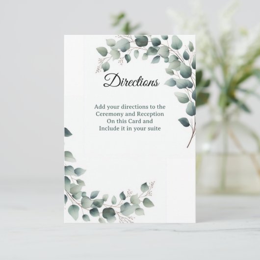 Simple Eucalyptus  Directions Enclosure Card Bedankkaart (Staand voorkant)