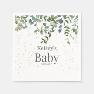 Simple Eucalyptus Greenery Baby shower Napkins Servet