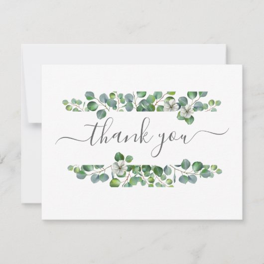 Simple Eucalyptus Greenery Wedding Bedankkaart (Voorkant)