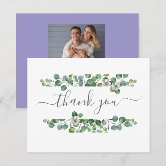 Simple Eucalyptus Greenery Wedding Bedankkaart (Voorkant / Achterkant)