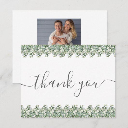 Simple Eucalyptus Greenery Wedding Bedankkaart (Voorkant / Achterkant)