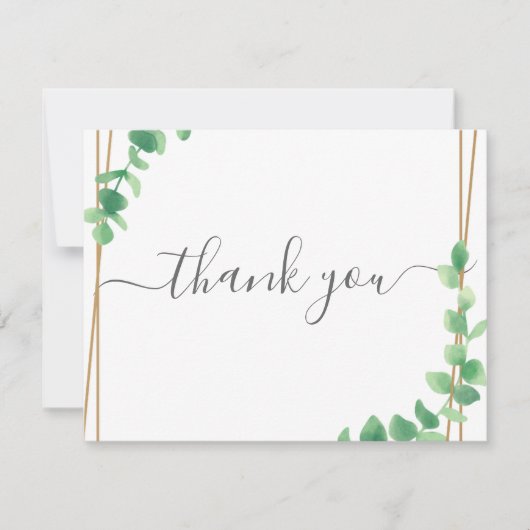 Simple Eucalyptus Greenery Wedding Bedankkaart (Voorkant)