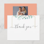 Simple Eucalyptus Greenery Wedding Bedankkaart (Voorkant / Achterkant)