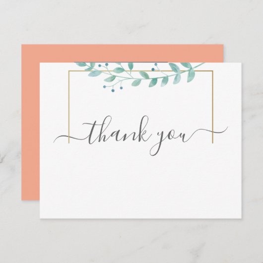 Simple Eucalyptus Greenery Wedding Bedankkaart (Voorkant / Achterkant)