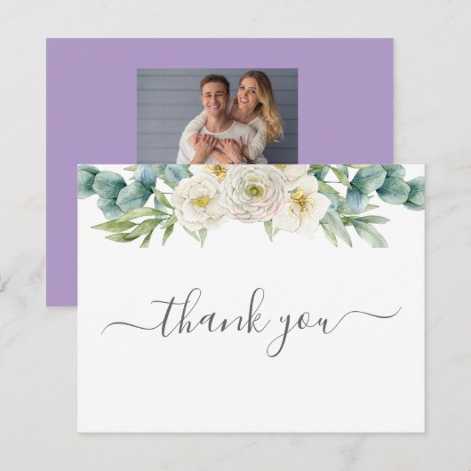 Simple Eucalyptus Greenery Wedding Bedankkaart (Voorkant / Achterkant)