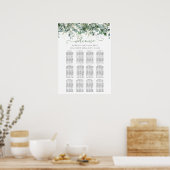 Simple Eucalyptus Greenery Wedding Seating Chart Poster (Keuken)