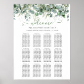 Simple Eucalyptus Greenery Wedding Seating Chart Poster (Voorkant)