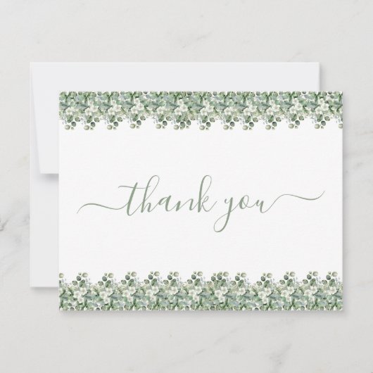 Simple Eucalyptus Greenery Wedding Thank You Card Bedankkaart (Voorkant)