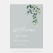 Simple Eucalyptus Leave Wedding Welcome Acryl Bord (Voorkant)